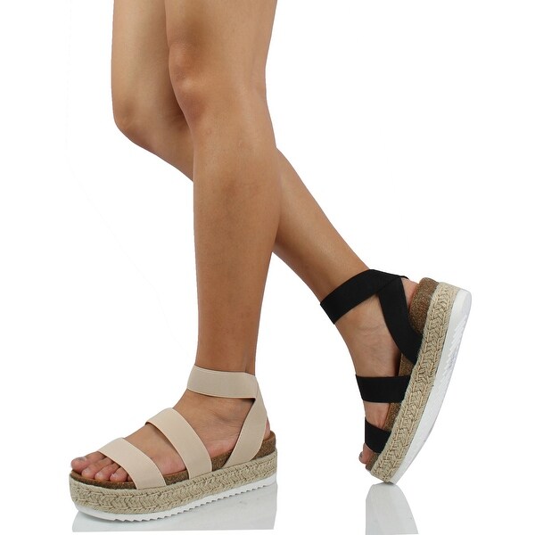 soda women's open toe ankle strap espadrille sandal
