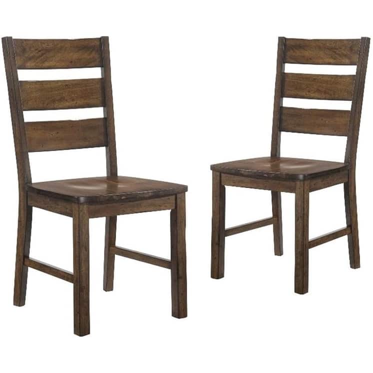 Walnut Finish Industrial Wooden Side Chairs Set