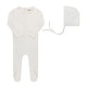 preview thumbnail 2 of 11, Ely's & Co. Heart and Star Button Pointelle Collection - Footie + Bonnet Ivory Heart - 1 Month