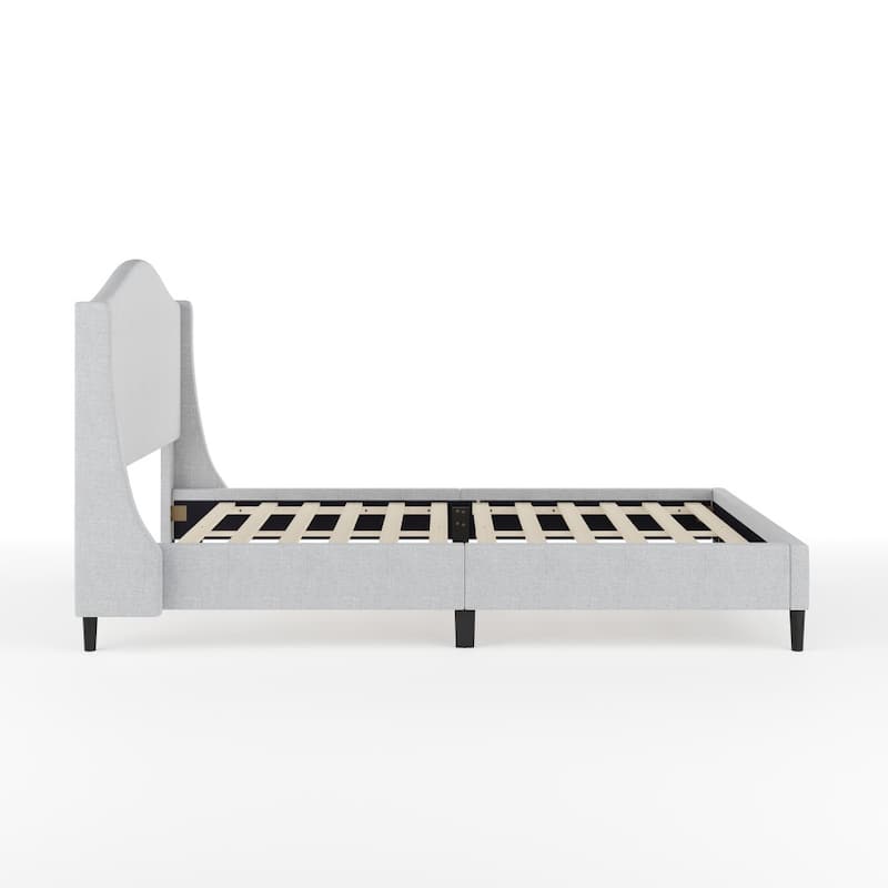 Martha Stewart Upholstered Platform Bed with Curved Headboard