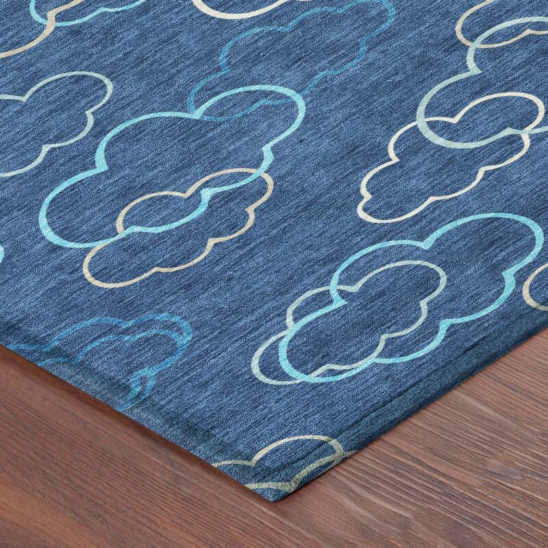 Machine Washable Indoor/ Outdoor Modern Clouds Chantille Rug
