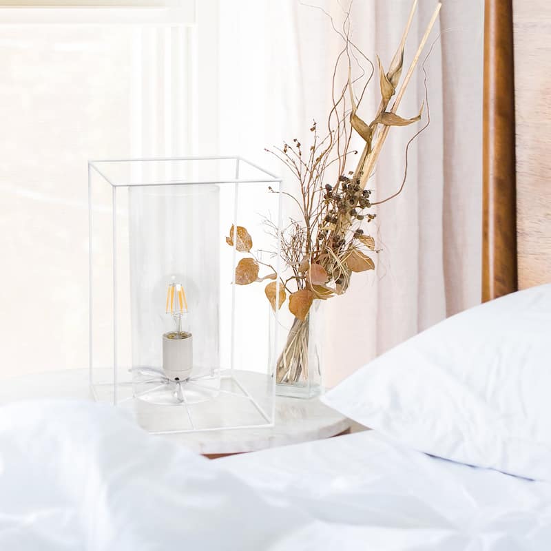 Lalia Home Framed Table Lamp with Clear Cylinder Glass Shade