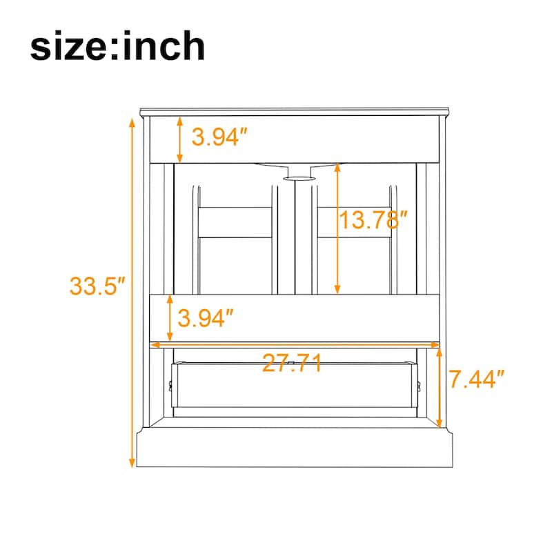 Roomfitters 30" Bathroom Vanity with Sink, Solid Wood Frame, 1 Divider Drawer and 2 Soft-Close Doors with Shelf