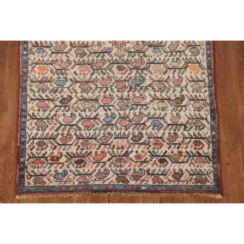 Tribal Geometric Hamedan Persian Accent Rug Hand-Knotted Wool Carpet - 3'5" x 6'4"