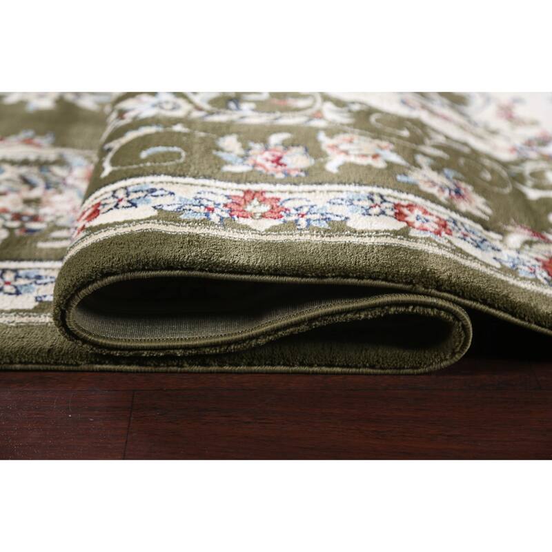 Green Floral Medallion Transitional Turkish Rug Oriental Carpet