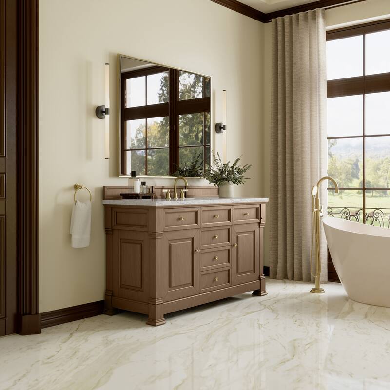 Brookfield 60" Single Vanity, Pecan w/FreePower Wireless Charger