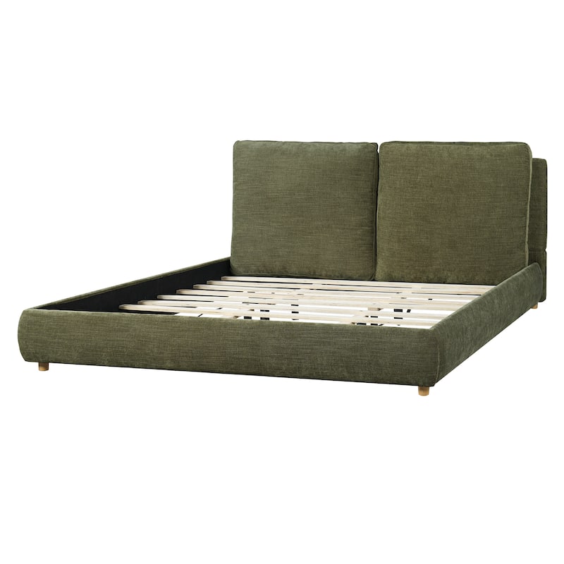 Christopher Knight Home - Charlotte Upholstered Boucle Platform Bed with Removable Pillow Headboard