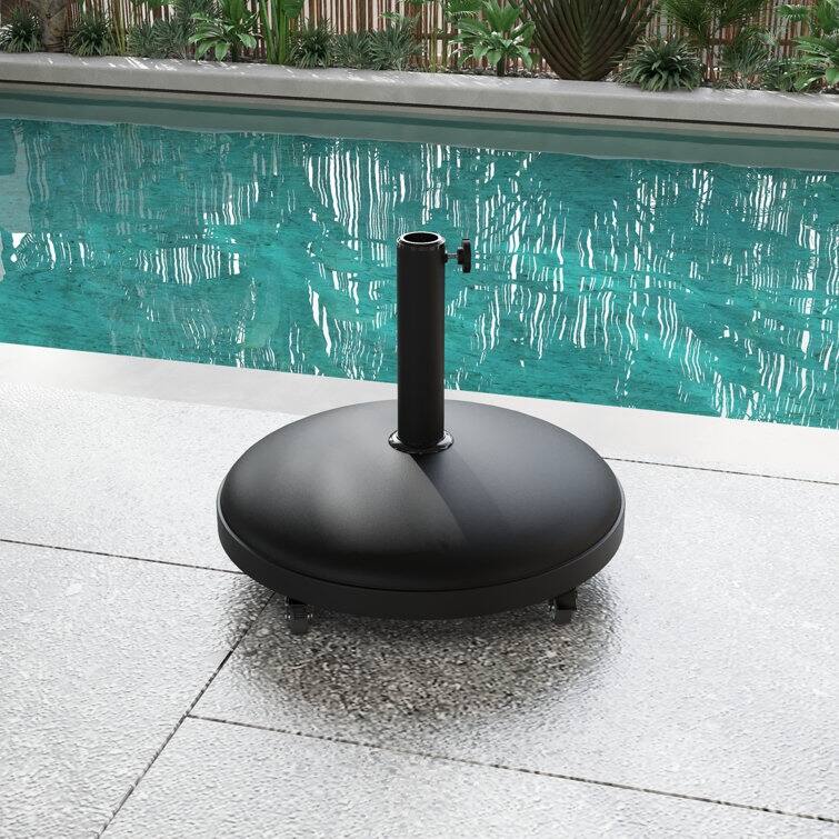 55 lb Patio Heavy Duty Concrete Round Umbrella Base with Wheels Bed