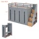 preview thumbnail 14 of 18, Loft Twin Bed Kids Bed with Two-Tone Storage Stairs and Wardrobes