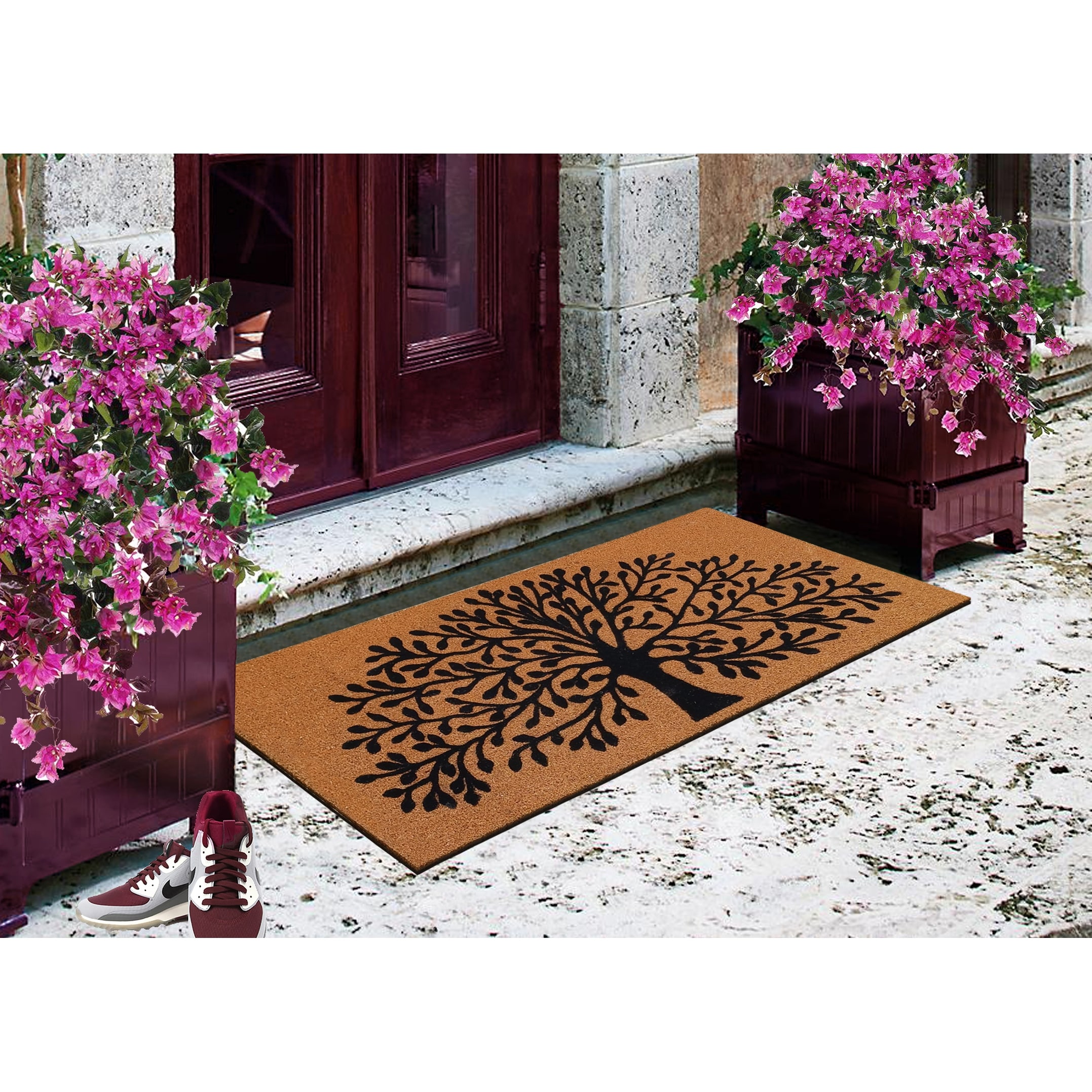 32x47 Front Door Mats Outdoor Indoor-SOCOOL Thick Non Slip Rubber Outdoor  Welcome Mat Rug Outdoor Door mats For Outside Inside Entry Home Entrance -  Burgundy Flower,DM2426H 