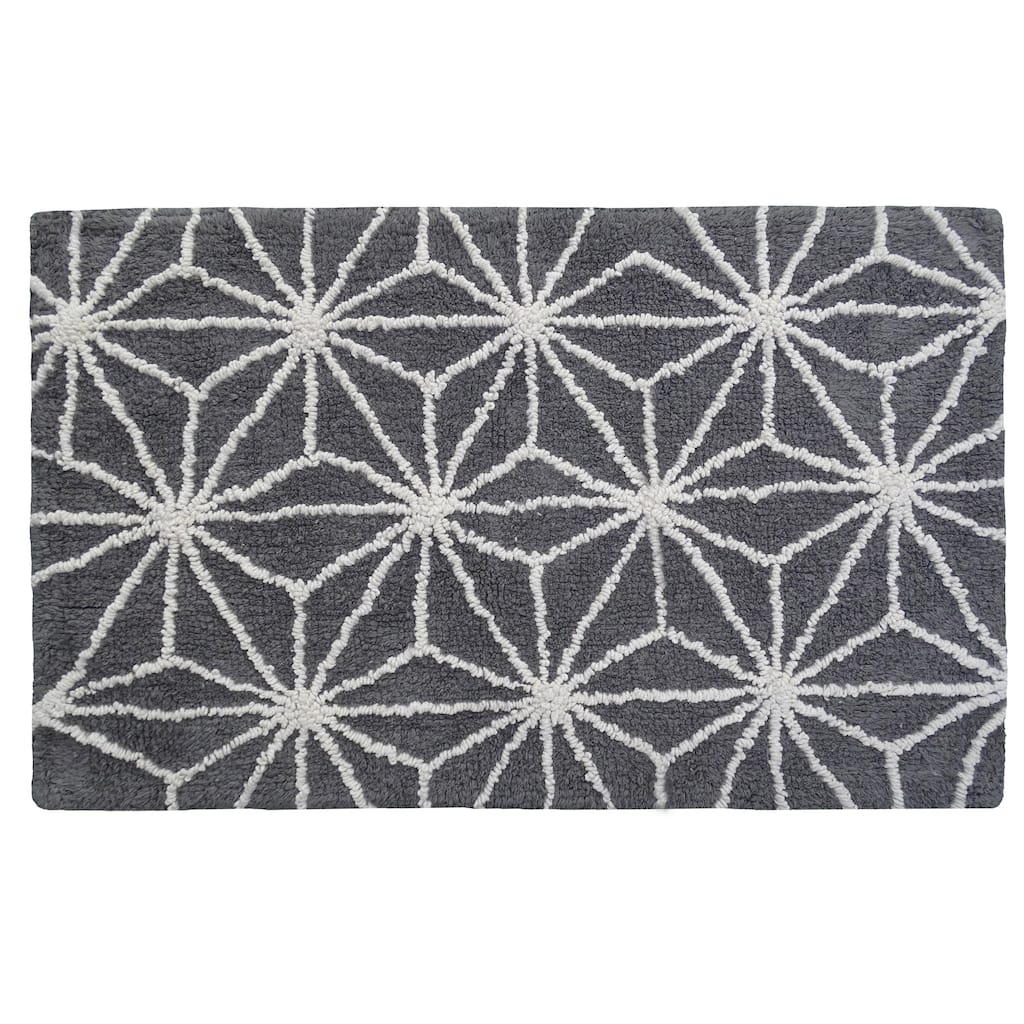 Vibhsa Bath Rug Geometric Pattern in Grey & Ivory 20" x 32"