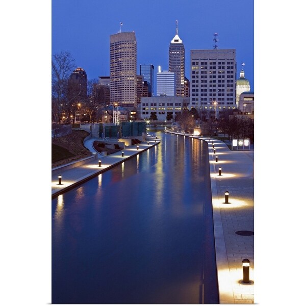 "Indiana, Indianapolis, Skyline with river" Poster Print