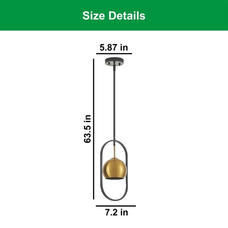 1 Light small globe black, gold pendant light metal hanging light - N/A