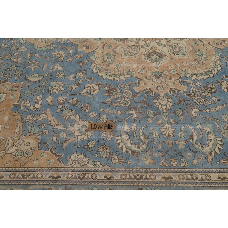 Blue Medallion Tabriz Persian Rug Living Room Handmade Wool Carpet - 9'10"x 12'7"