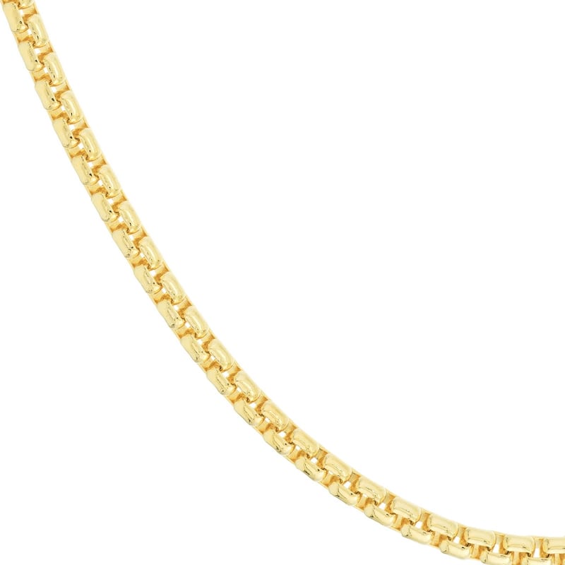Curata 14k Yellow Gold 3.3mm Solid Round Box Chain Bracelet Lobster Lock Closure 8.50 Inch