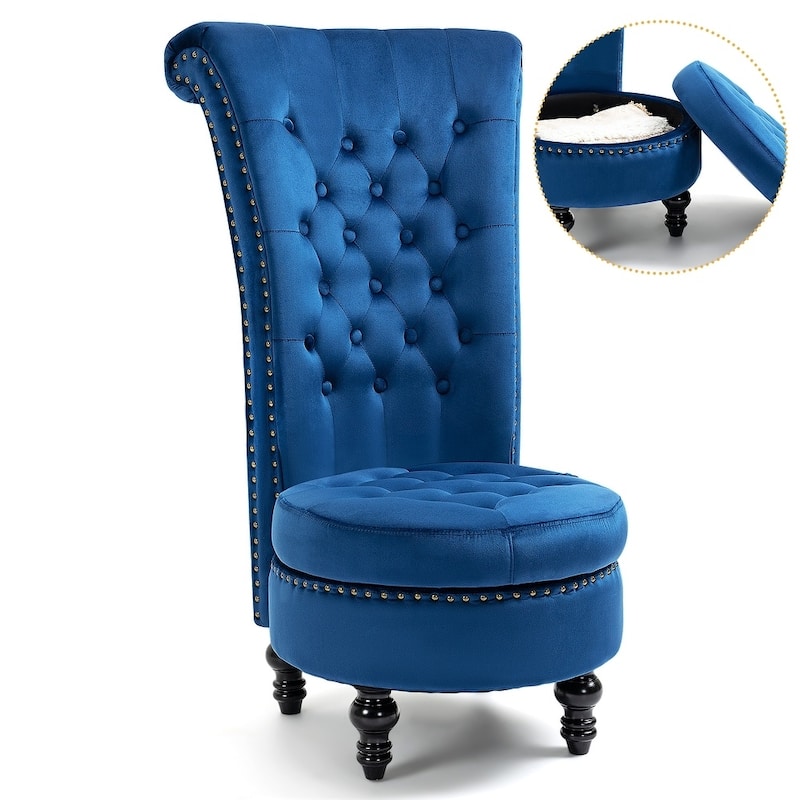 Velvet High-Back Storage Chair - Royal Accent Armless Chair for Living Room & Bedroom, 330lbs Weight Capacity