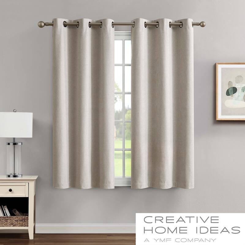 Creative Home Ideas Legrae Blackout Grommet Window Curtain Panel Pair with Tiebacks