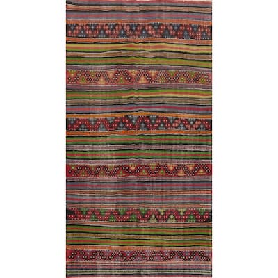 Hand Woven Oriental 100% Wool Carpet Southwestern Tribal Multi-Colored Kilim Area Rug - 10' 6'' X 5' 1''