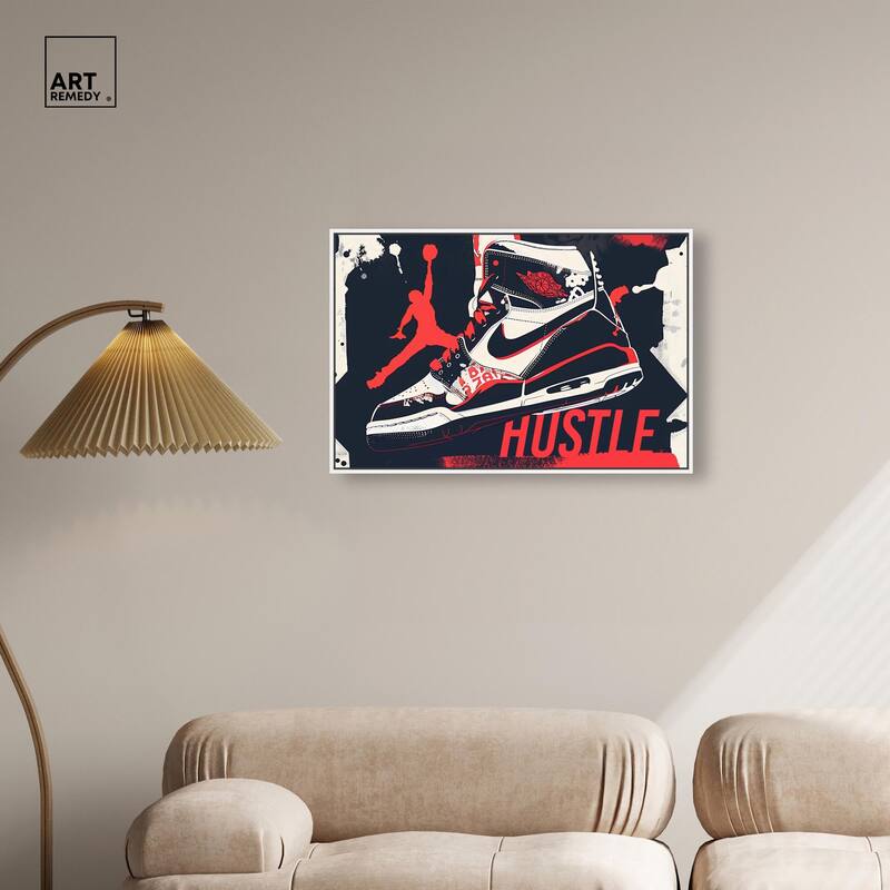 Navy Red Hustle Sneaker Canvas by Art Remedy
