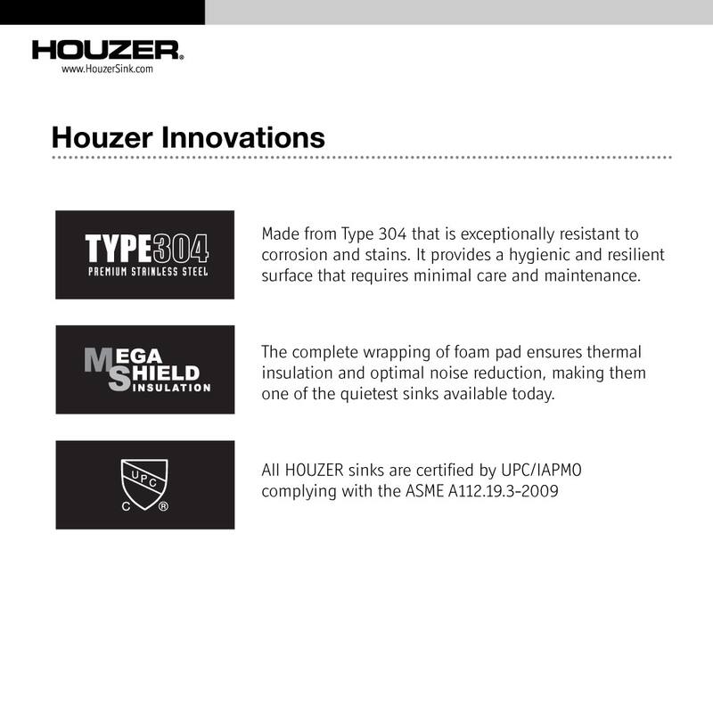 Houzer Savoir 12" Single Basin 18 Gauge Bar/Prep Sink for Undermount