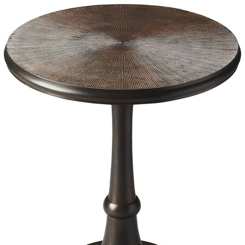 HomeRoots 22" Bronze Metal Round Pedestal End Table - 18.00 in. x 21.50 in. x 18.00 in.