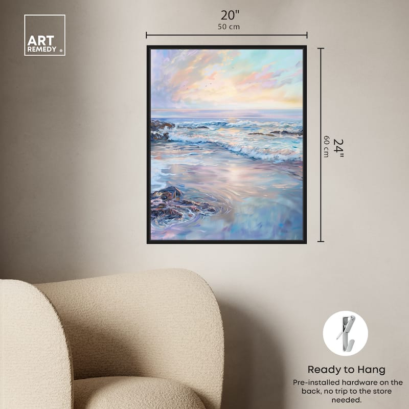 Art Remedy Dreamy Shoreline Framed Sailing 1 Piece Canvas Wall Art