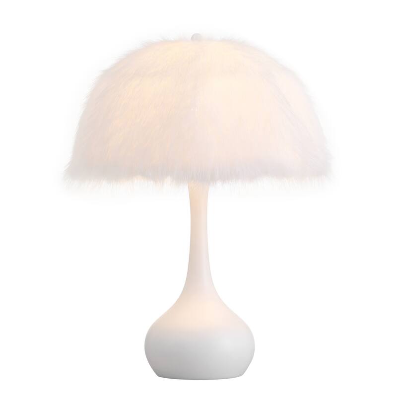 Acroma Teardrop Base Spherical Table Lamp with Feather Accents