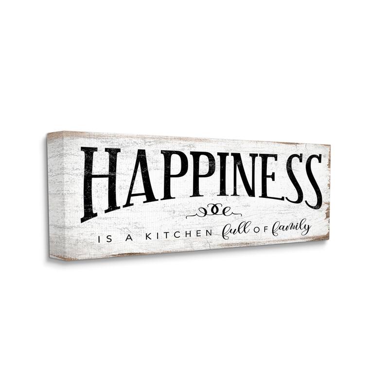 Stupell Happiness is Kitchen Full of Family Rustic Sentiments Canvas Wall Art - Black