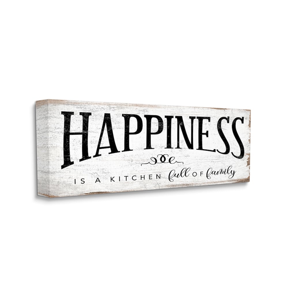 Stupell Happiness is Kitchen Full of Family Rustic Sentiments Canvas Wall Art - Black
