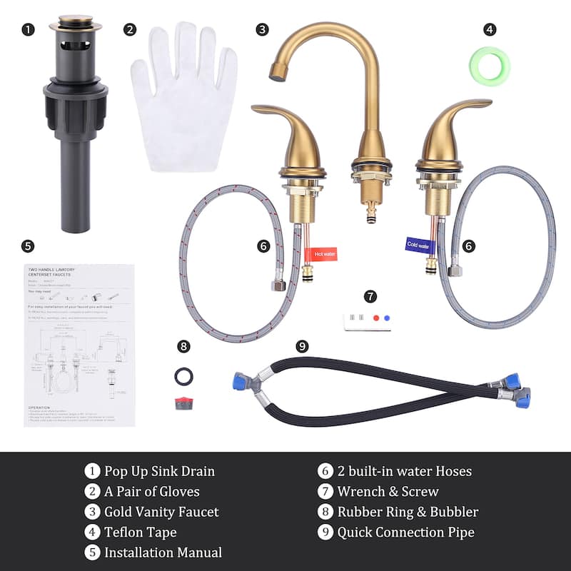 WOWOW 8 in. Widespread Double Handle Bathroom Faucet