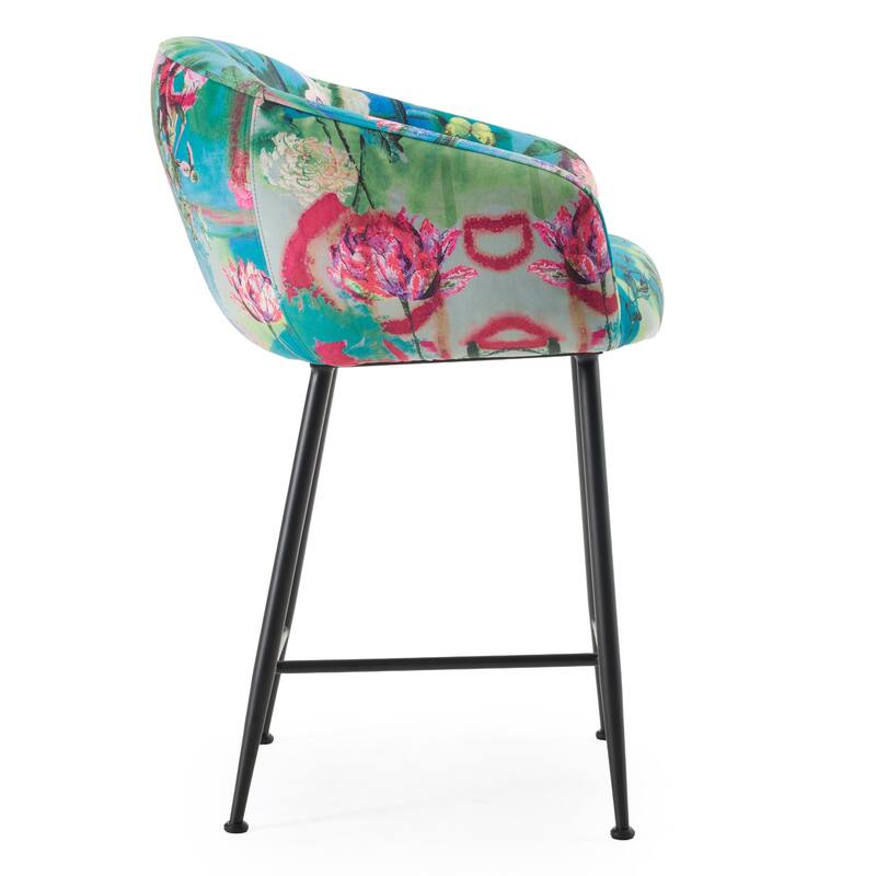 Modrest Roxann Modern Counter Stool in Funky Velvet