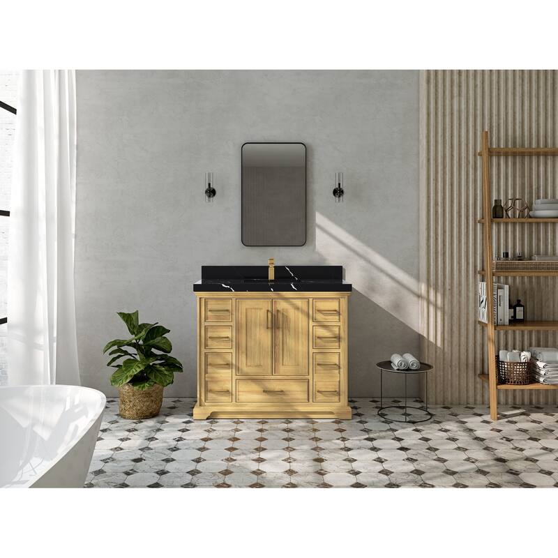 Willow Collections 42 in. W x 22 in. D Charlotte Teak Single Sink Bathroom Solid Teak Vanity with Countertop