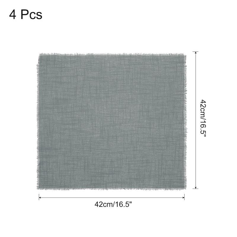 4pcs Cloth Napkins 16.5x16.5 Inches Cotton Linen Napkins with Fringe - Grey