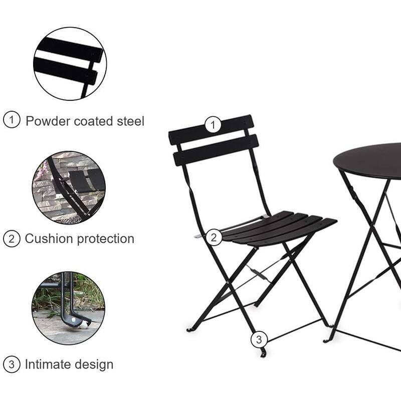 Clihome Outdoor 3 Piece Premium Steel Patio Bistro Set