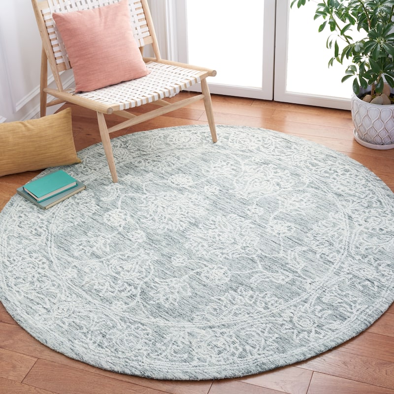 SAFAVIEH Handmade Metro Muriel French Country Wool Rug - 6' Round - Natural/Grey