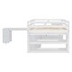 preview thumbnail 11 of 18, Artsy Full Size Loft Bed with Retractable Writing Desk and 3 Drawers, Wooden Loft Bed with Storage Stairs and Shelves, White