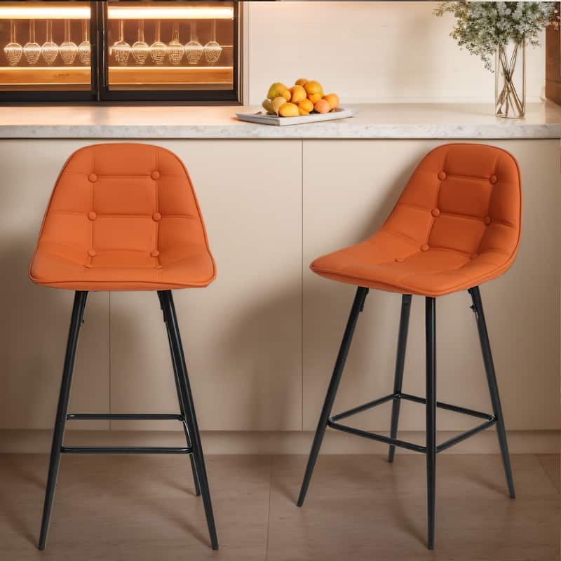25.5 Inch 2-Piece Armless Bar Stool with Backrest and Adjustable Footrest Bar Stool for Dining Room, Living Room, Bar