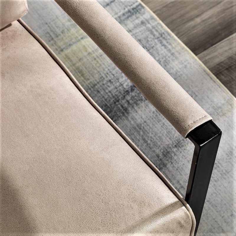 Hosam 25.4" PU/Microfiber Upholstery Metal Arms Chair