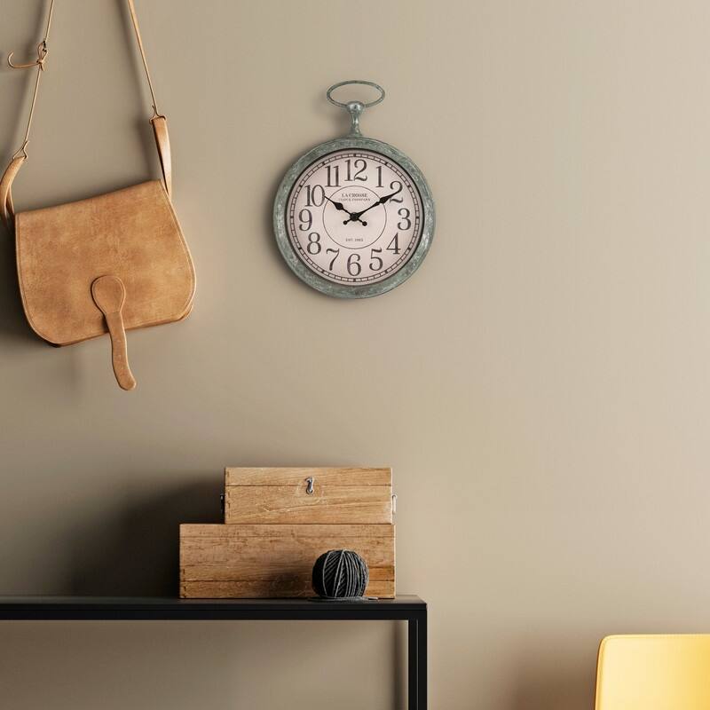 La Crosse 404-3828 9-inch Round Pocket Watch Quartz Analog Wall Clock