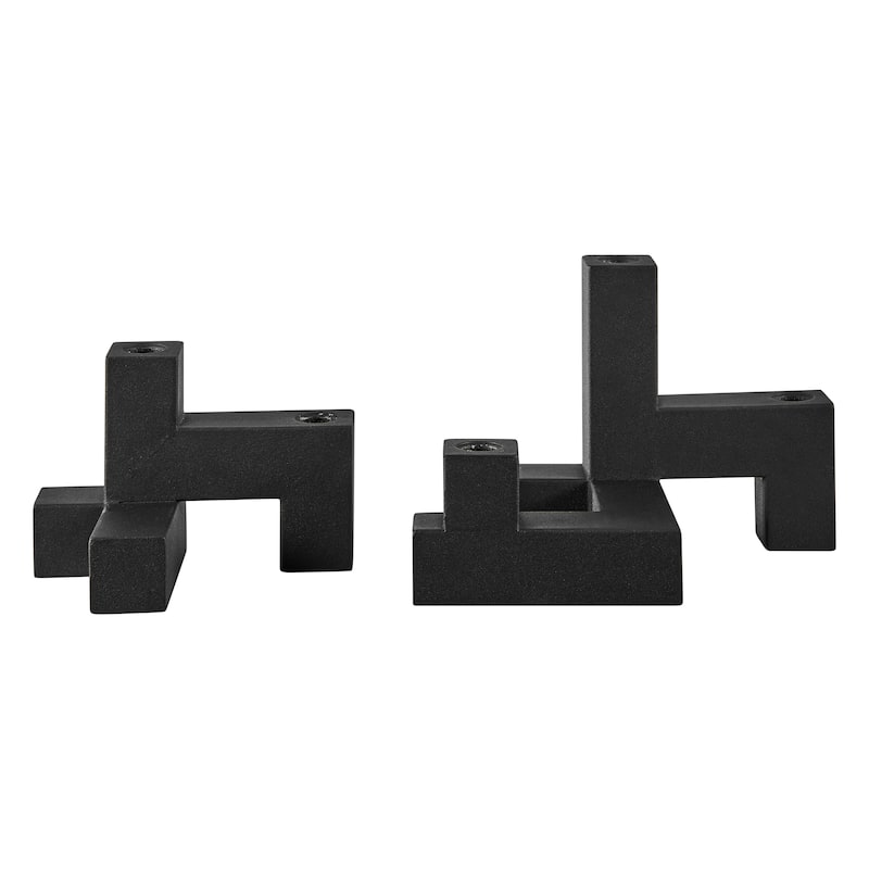 Danya B. Contemporary Black Metal 2-Piece Stacking Candelabra Taper Candle Holder Set
