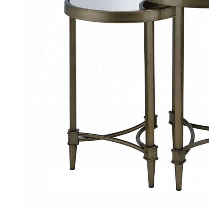 ACME ADITYA NESTING TABLE Mirrored & Antique Brass Finish