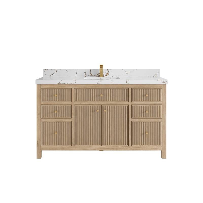 Willow Collections 60 in. W x 22 in. D Sonoma Teak Wood Single Sink Bathroom Vanity with Countertop