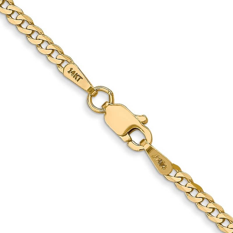 Curata 10k Yellow Gold 2.2mm Beveled Curb Link Chain Necklace (Lobster) Options: 16 18 20 24