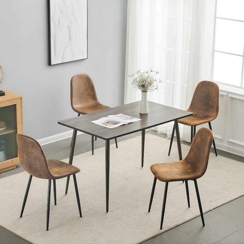 Homy Casa Set of 6/4/2 Faux Suede Dining Chairs Black Metal Legs, Brown