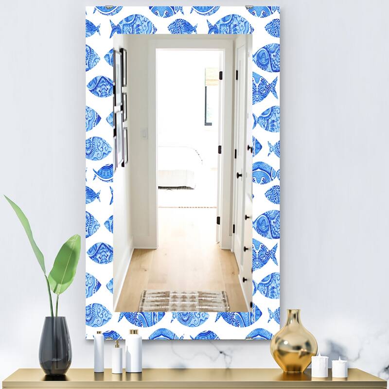 Designart 'Costal Creatures 1' Traditional Mirror - Frameless Printed Wall Mirror