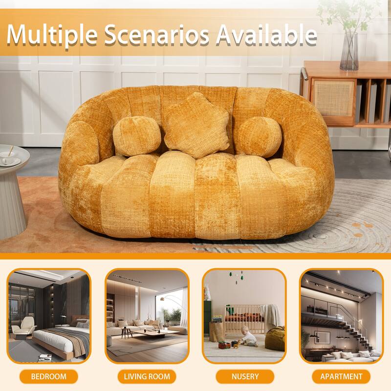Chenille Upholstered Durable Comfort Lounger Bean Bag Lazy Sofa