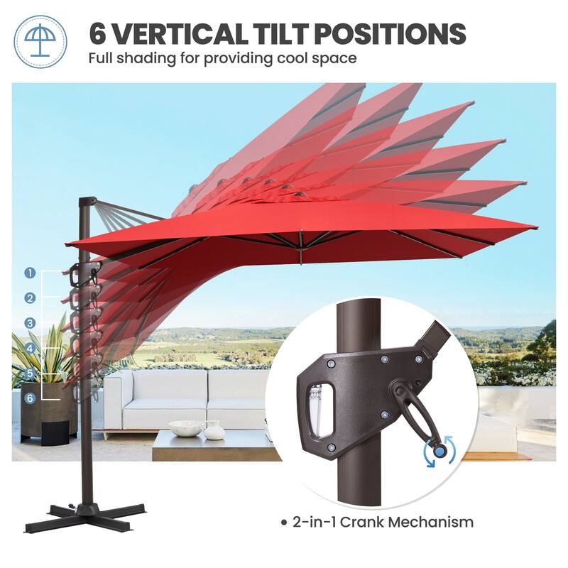 Crestlive Products Outdoor 10ft Patio Cantilever Offset Umbrella with Base