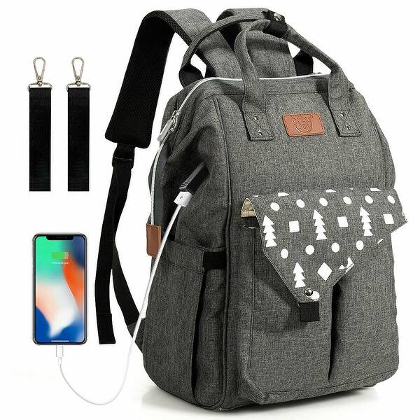 Shop Gymax Diaper Bag Waterproof Baby Nappy Backpack W Usb Charging Port On Sale Overstock 30694962