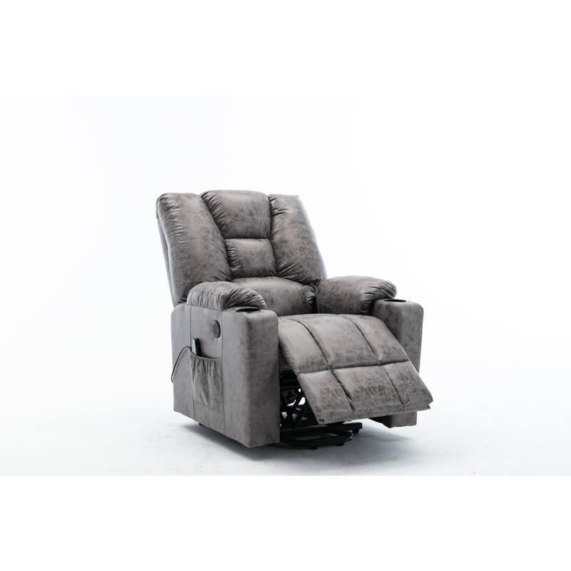 Microfiber Power Motion Heating Message Recliner with USB Charge Port