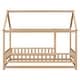 preview thumbnail 22 of 69, Floor Wooden Bed with House Roof Frame, Fence Guardrails